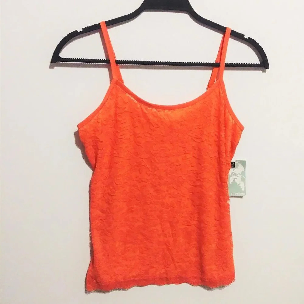 Currants Hot‎ Coral Lace Cami Med